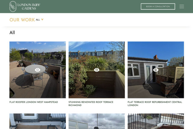 Award-winning website designers for luxury roof garden and terrace construction.