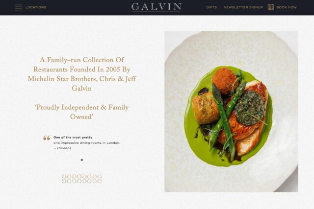 Bespoke website design for Michelin-starred London restaurant groups.