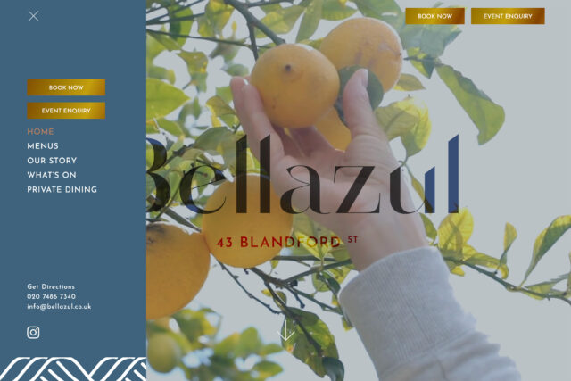 Custom website design for Mediterranean restaurants in Marylebone, London.