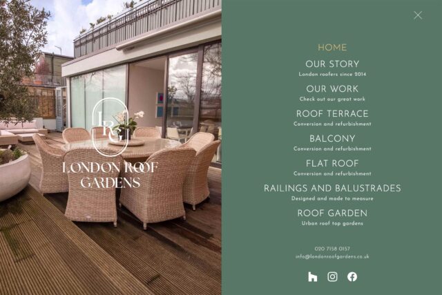 Custom website design for roofing contractors and garden design firms in London.