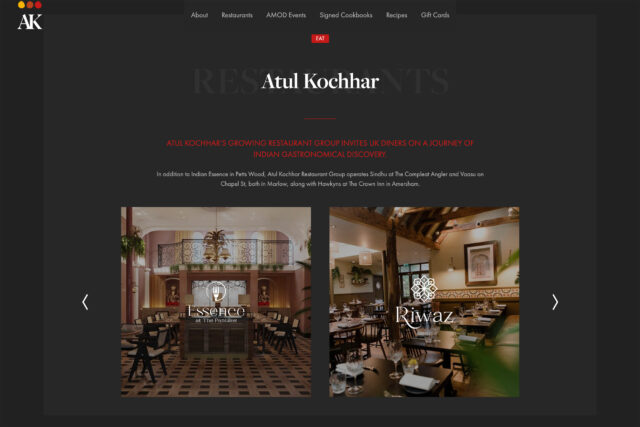 Professional digital agency creating high-end websites for celebrity chef groups.