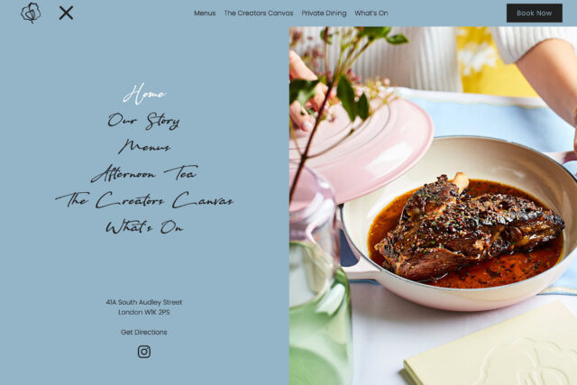 Custom website design for luxury restaurants in Mayfair and Chelsea, London.