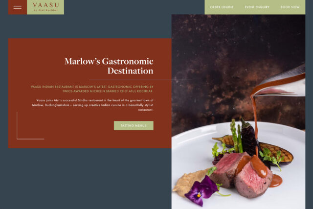 Award-winning website design for Michelin-chef led restaurants in Marlow.