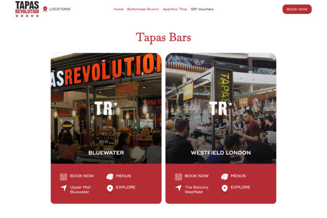 Custom website design for multi-venue Spanish tapas restaurants in London.