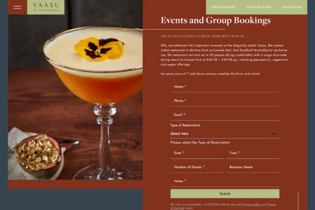 Digital agency: website design and SEO for Marlow’s top restaurant brands.
