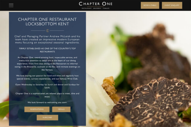Award-winning website designer for Kent restaurant groups and fine dining establishments.