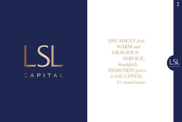 Split screen hero website design for LSL Capital hospitality group