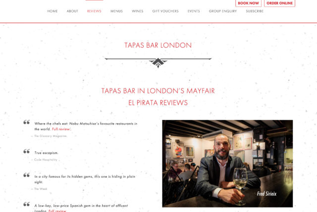 Web design company for Spanish tapas bar restaurants website seo experts specialists agency in London and digital marketing services.