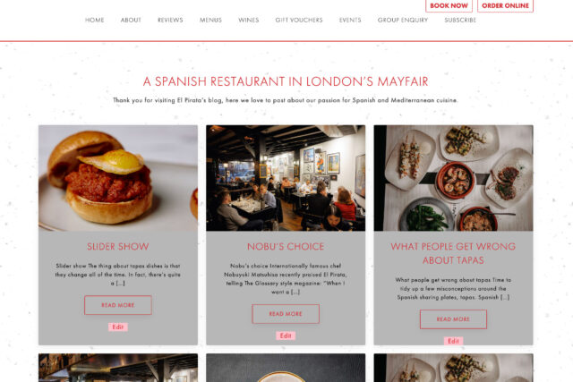 Web design company for Spanish tapas bar restaurants website seo experts specialists agency in London and digital marketing services.