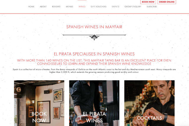 Web design company for Spanish tapas bar restaurants website seo experts specialists agency in London and digital marketing services.
