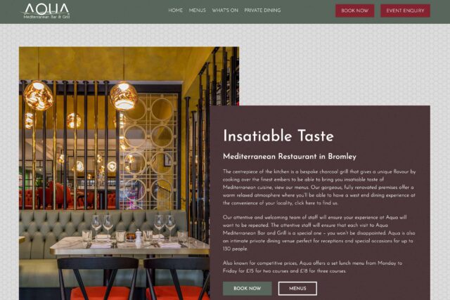 Restaurant website seo design branding multi venue restaurant London Bromley Blackheath digital marketing, a web agency seo experts