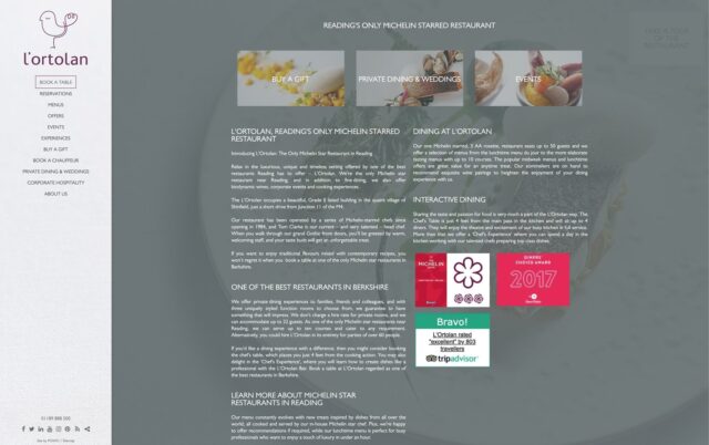 Website designer for Michelin star restaurant high end luxury elegant branding, with seo expert specialists & digital marketing services.