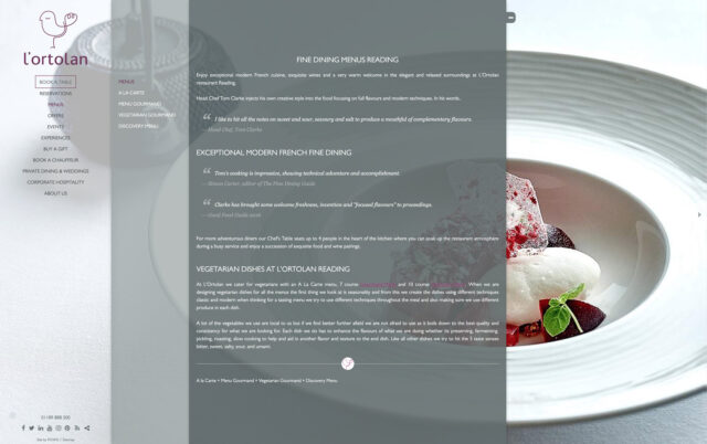 Website designer for Michelin star restaurant high end luxury elegant branding, with seo expert specialists & digital marketing services.
