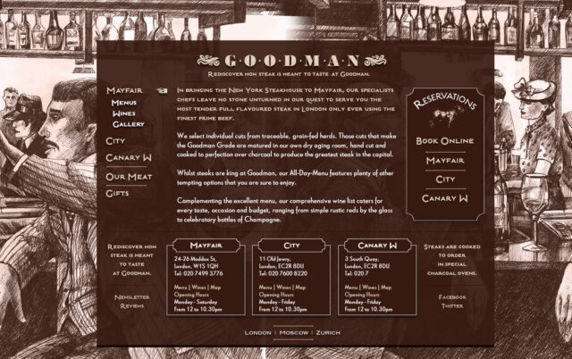Custom steakhouse website design by PGWD agency, featuring hand-drawn branding.