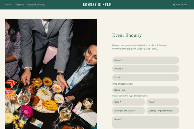 Innovative online ordering website solutions for London-based Indian venues.