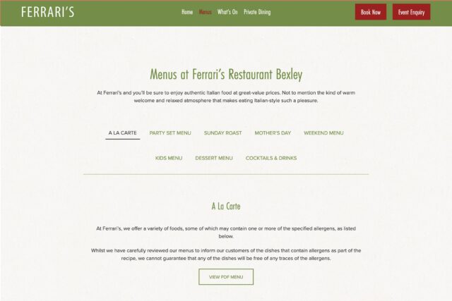Innovative website development and SEO for premium restaurants in Bexley.