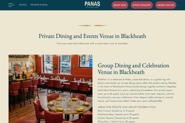 Creative web design and technical SEO for hospitality groups in Blackheath, London.