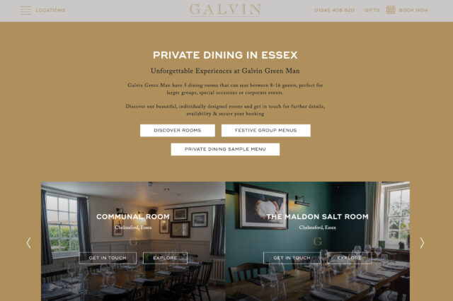 Restaurant pub seo Website design agency company in Essex Chelmsford, elegant high-end sophisticated, bespoke web development.