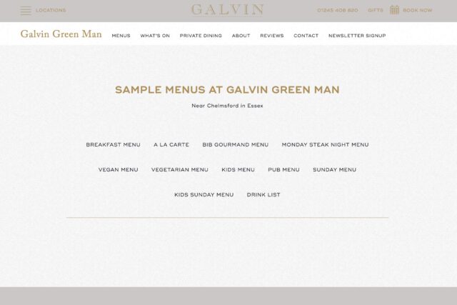 Restaurant pub seo Website design agency company in Essex Chelmsford, elegant high-end sophisticated, bespoke web development.