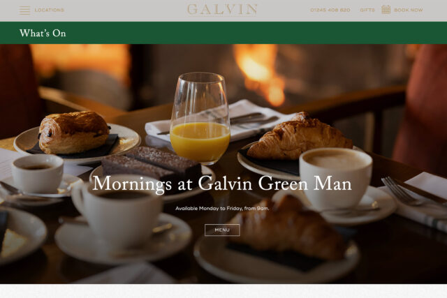 Restaurant pub seo Website design agency company in Essex Chelmsford, elegant high-end sophisticated, bespoke web development.