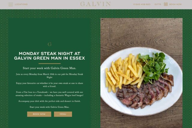 Restaurant pub seo Website design agency company in Essex Chelmsford, elegant high-end sophisticated, bespoke web development.
