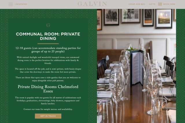 Restaurant pub seo Website design agency company in Essex Chelmsford, elegant high-end sophisticated, bespoke web development.