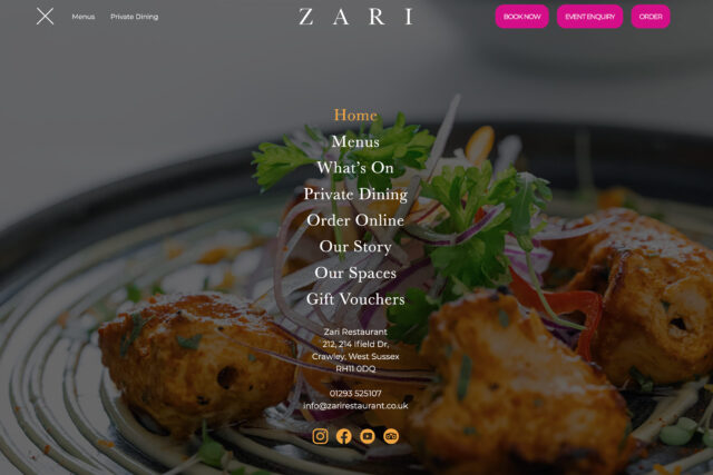 SEO-driven website design services for restaurants and pubs in Crawley, Sussex.